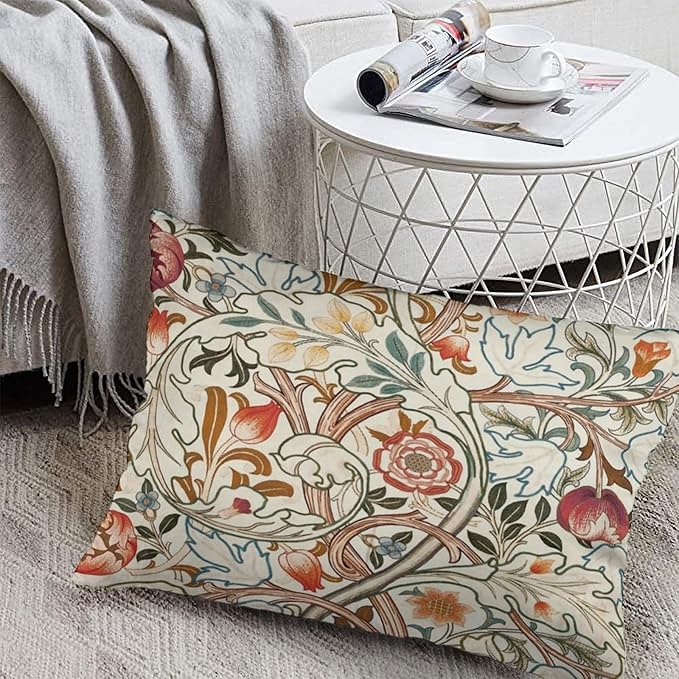 Flower Red William Morris Throw Pillow Covers 12x20 Inch Aesthetic Pillow - Image 5