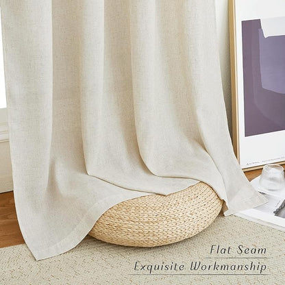 NICETOWN Natural Linen Cafe Curtains 45 inch Length, Thick Flax Linen Window - Image 7