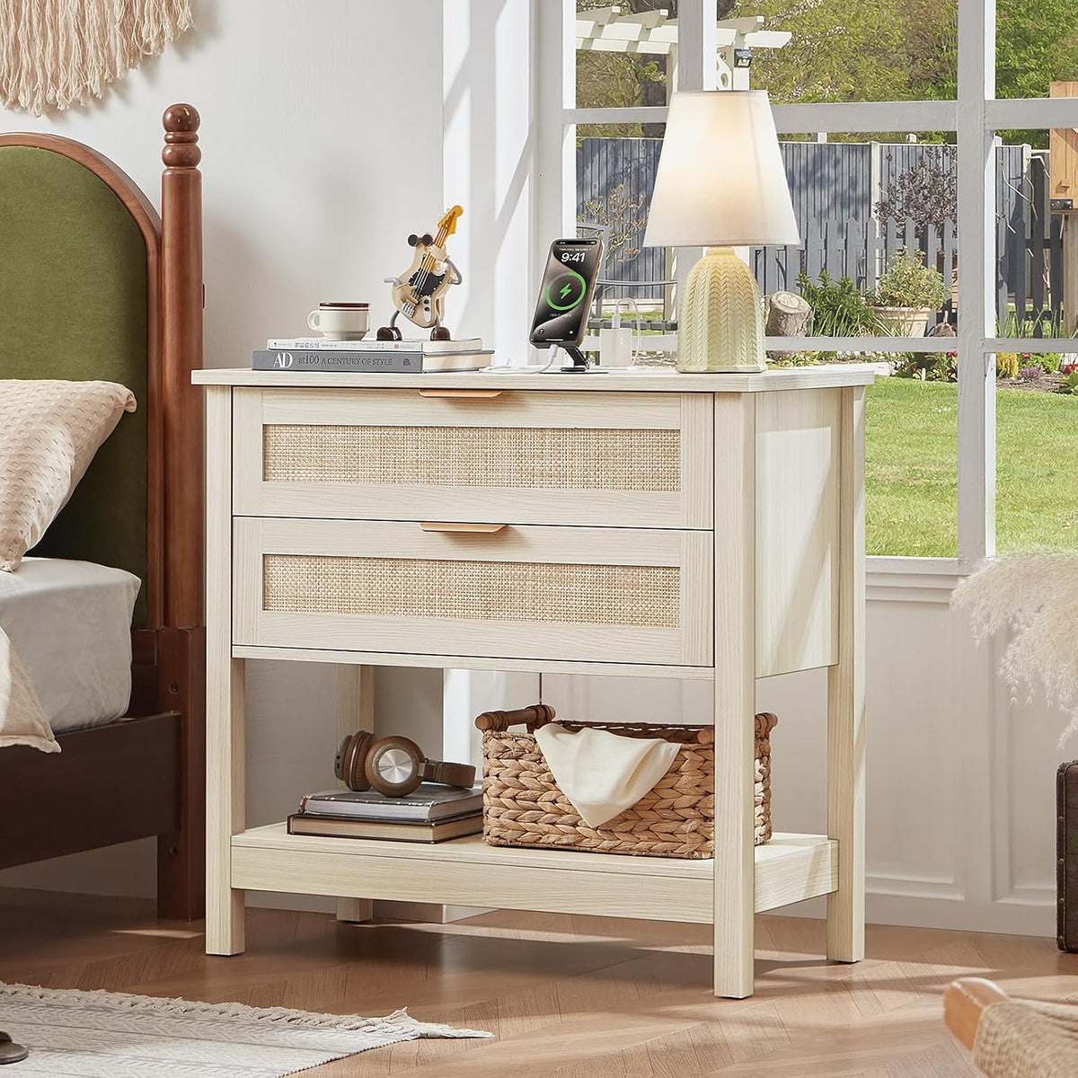 leyaoyao 31.5" wide rattan night stand set 2, view 9