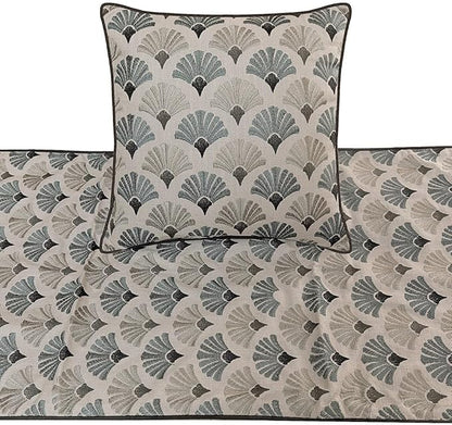 The HomeCentric King Queen Twin Blue & Grey Designer King 90"x18" Bed Runner - Image 2