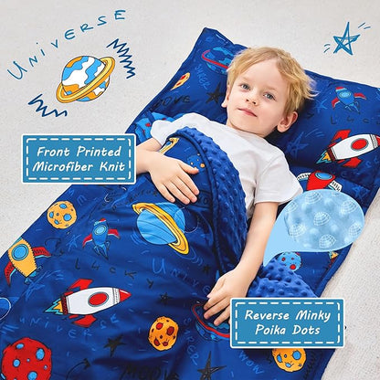 Toddler Nap Mat with Pillow and Blanket, Extra Large Rolled Napping Mats - Image 2