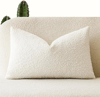 Foindtower Textured Boucle Throw Pillow Covers Accent Solid Lumbar Pillow Cases by Foindtower