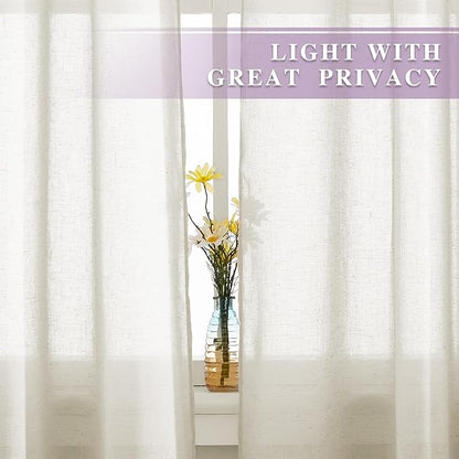 NICETOWN Semi Sheer Curtains 84 inch Length 2 Panels, Grommet Retro Window - Image 3