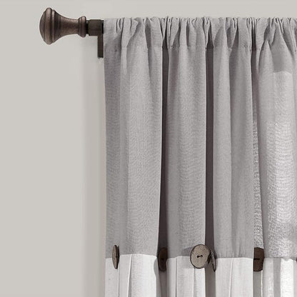 Lush Decor Linen Button Window Curtain Panel, 15.8" W x 24.8" L, Bedroom & - Image 2