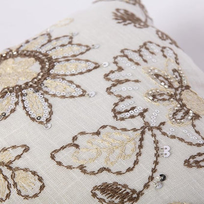 Floral Embroidered Lumbar Throw Pillow Cover 12x 20, Sequin Chinoiserie Flower - Image 5