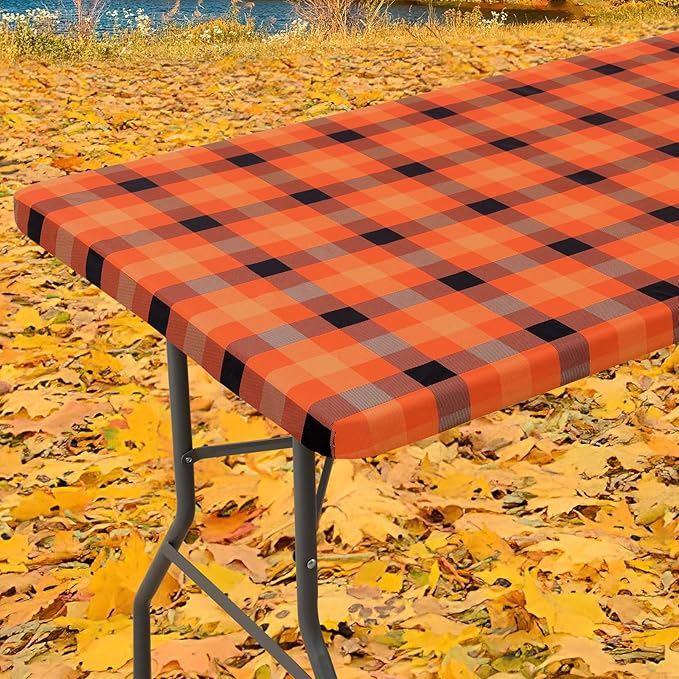 Smiry Rectangle Picnic Table Cloth, Elastic Waterproof Fitted Vinyl Tablecloths by Smiry