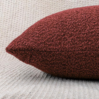 14x36 inch Boucle Lumbar Pillow Cover, Burgundy Woven Texture Neutral Long - Image 6