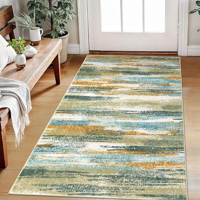 Modern Abstract Small Area Rug Indoor 3x5 Washable Rug Non-Slip Soft Entryway - Image 2