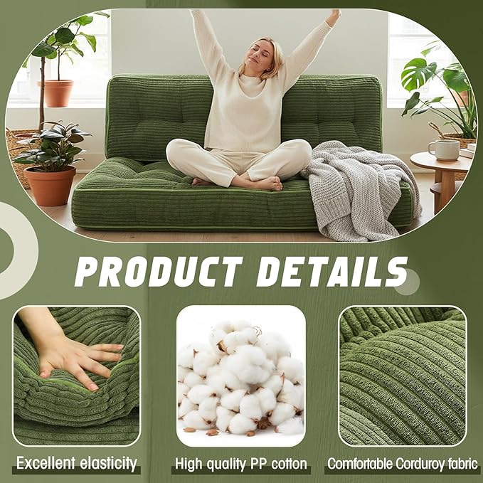 63 Inch Folding Sofa Bed Convertible Chair, 2-in-1 Convertible Boneless Sofa - Image 4