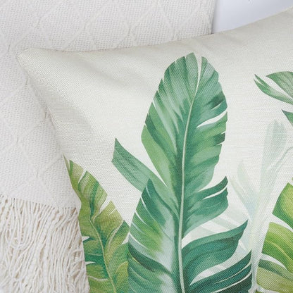 Bonhause Tropical Leaves Throw Pillow Covers 18 x 18 Inch Green Palm Leaf - Image 4