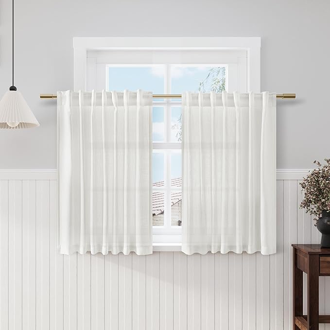 Nanspring Off White Cafe Curtains 45 Inch Length Set 2 Panel Back Tab Pocket by Nanspring