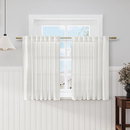 Nanspring Off White Cafe Curtains 45 Inch Length Set 2 Panel Back Tab Pocket by Nanspring