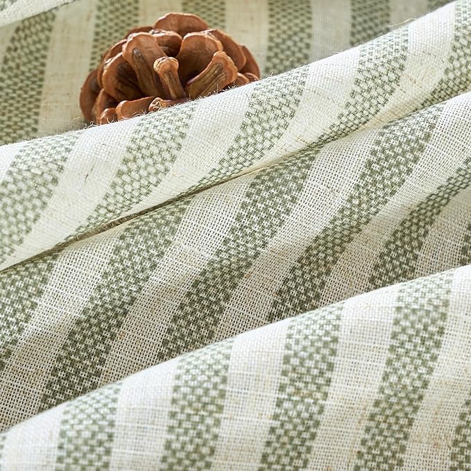 Vangao Linen Striped Green Christmas Curtains - Image 2
