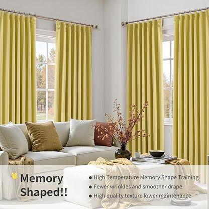 Pinch Pleated Linen 100% Blackout Curtains 108 Inch Long Floor to Ceiling - Image 7