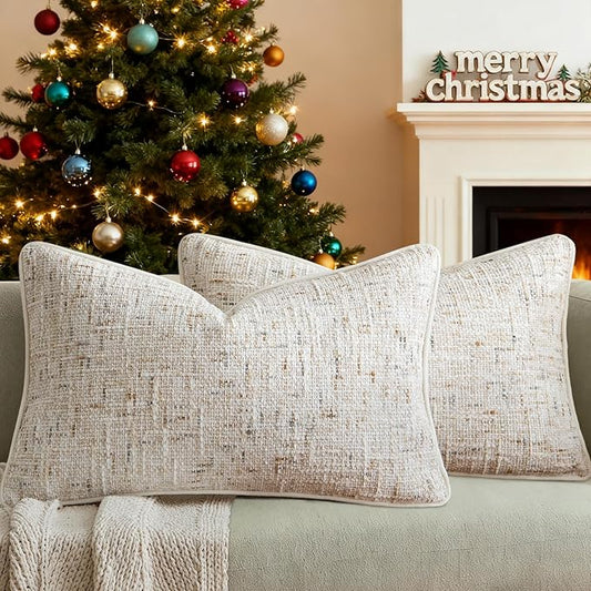 a moment Christmas Beige Reversible Pillow Covers 2 Pack by amoment