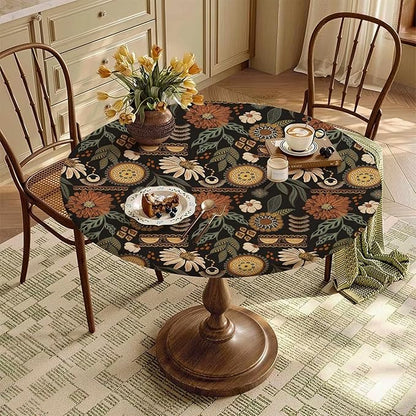 Boho Floral Fitted Round Tablecloth - Image 8