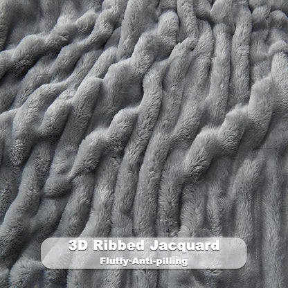 NEWCOSPLAY Super Soft Twin Blanket Light Grey Premium Silky Flannel Fleece 3D - Image 5