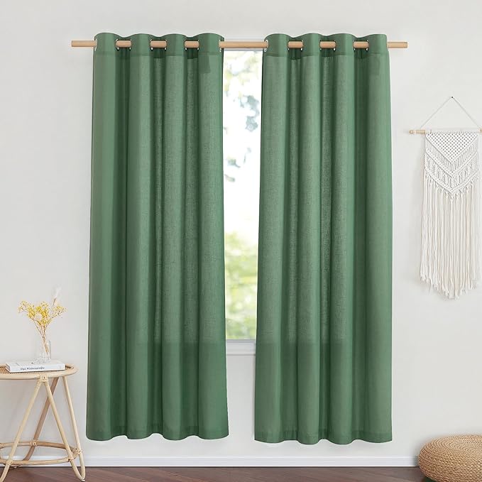 NICETOWN Thick Linen Blend Flax Window Curtains, Grommet Vertical Drapes by NICETOWN
