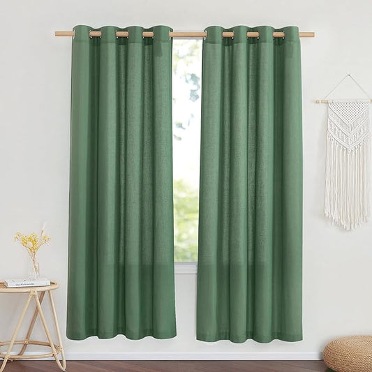 NICETOWN Thick Linen Blend Flax Window Curtains, Grommet Vertical Drapes by NICETOWN