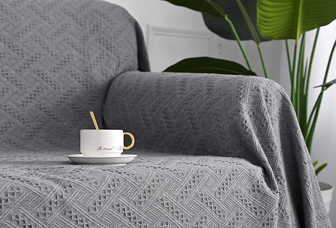 MYSKY HOME Couch Cover Sofa Covers Small Chair Cover Grey Geometrical Couch - Image 4