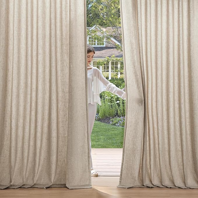 MIULEE Non-See-Through Privacy Linen Curtains 2 Panels, Light Filtering Window - Image 2