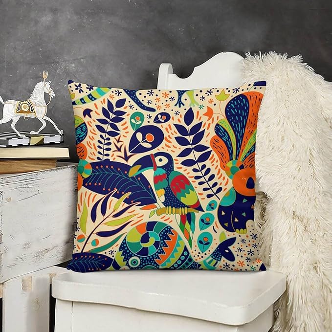 Boho Nature Pillowcases Set of 2 Colorful Bohemian Forest Nature Animals Ethnic - Image 3