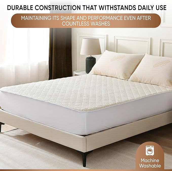 Luxury Quilted Organic Cotton Mattress Protector Full - Image 4
