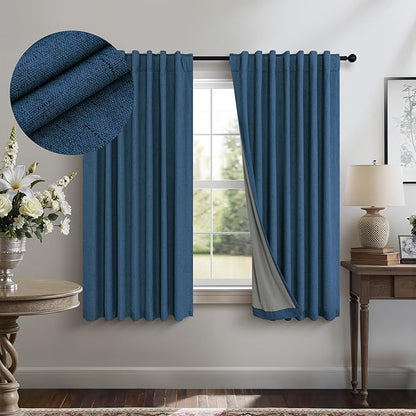 Navy Blue Small Blackout Curtains by Pitalk