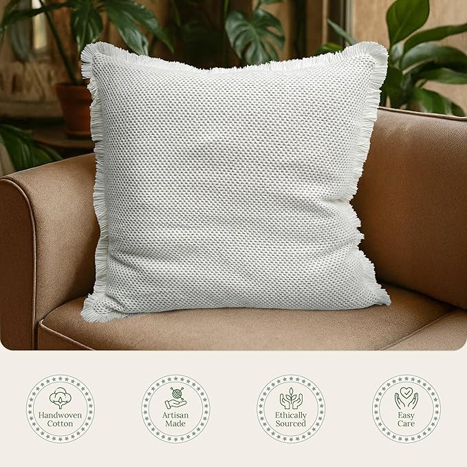 SanVia Comfort Premium Cotton Throw Pillow Covers, 20 x 20 Inches, Luxury - Image 4