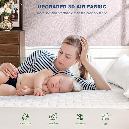 GRT Waterproof Mattress Protector Queen, Rayon Bamboo Mattress Protector - Image 2
