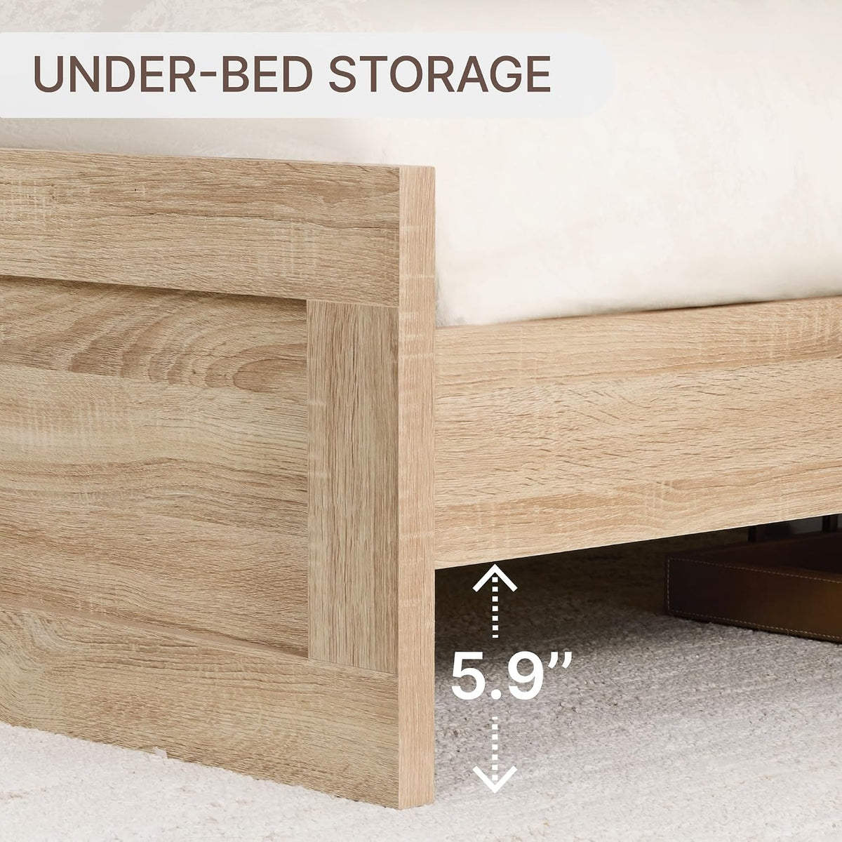 kislot wood bed frame with headboard and footboard showing dimensions