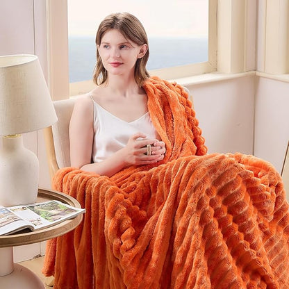 NEWCOSPLAY Super Soft Fall Twin Blanket Orange Premium Silky Flannel Fleece 3D - Image 2
