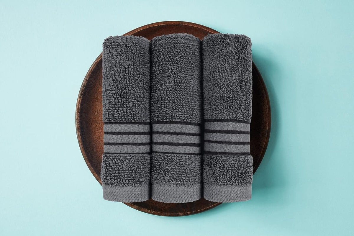 utopia towels 8 piece premium towel set, 2 on a desk or shelf