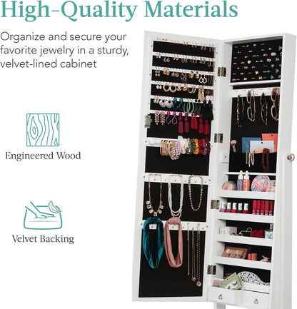 best choice products freestanding jewelry armoire cabinet, full showing dimensions