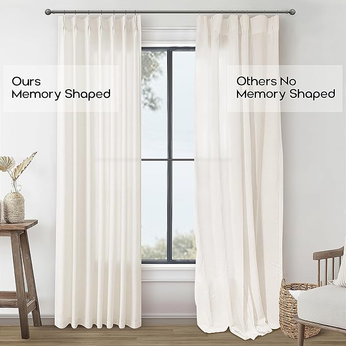 105 Inch Extra Long Curtains Boho Cream Semi Sheer Light Filtering Curtain - Image 5