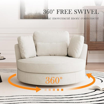 Aoiy & Wifon 50.2'' W Oversized Swivel Barrel Chair - Image 3
