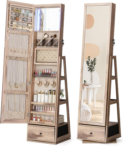 nicetree 360° swivel jewelry cabinet with lights, full, main product view
