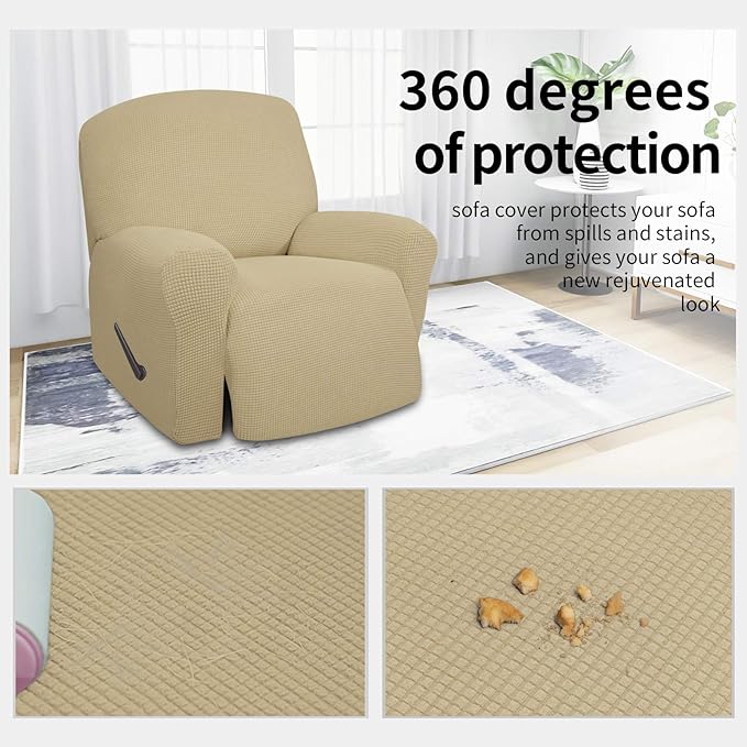 Easy-Going 4 Pieces Oversized Recliner Stretch Sofa Slipcover Sofa Cover - Image 3
