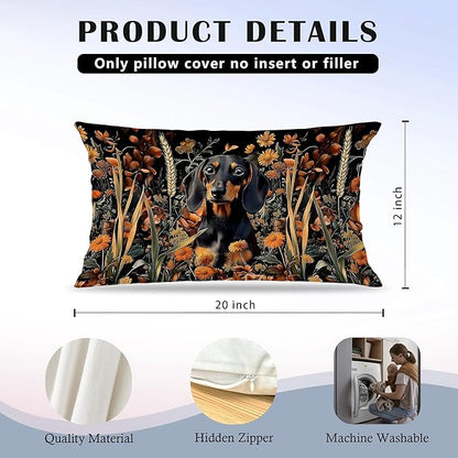 Moody Floral Dachshund Pillow Covers 12x20 Set of 2, Gifts - Image 5