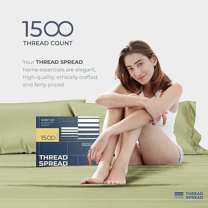 THREAD SPREAD 100% Egyptian Cotton King Size Sheets Set - Image 8