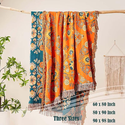 Boho Throw Blanket 100% Cotton Ultra Soft Luxury Throw Rustic Quilt 50"x60" - Image 3