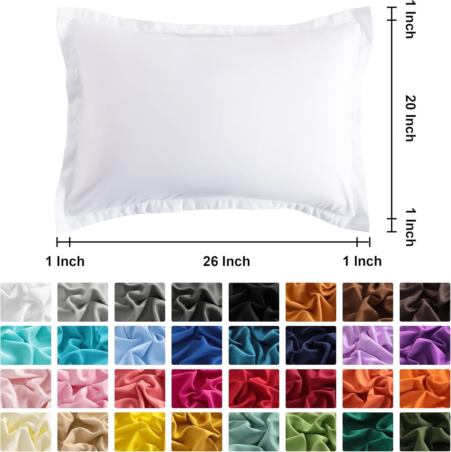 NTBAY Standard Pillow Shams - 2 Pack Brushed Microfiber 20x26 Sham Covers - Super Soft and Cozy, Wrinkle, Fade, Stain Resistant 20x26 Inches Oxford Pillowcases, White