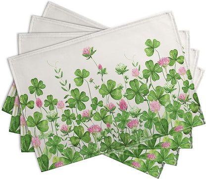 Shamrocks St. Patrick's Day Placemats Set of 4 Watercolor Lucky Clovers St - Image 2