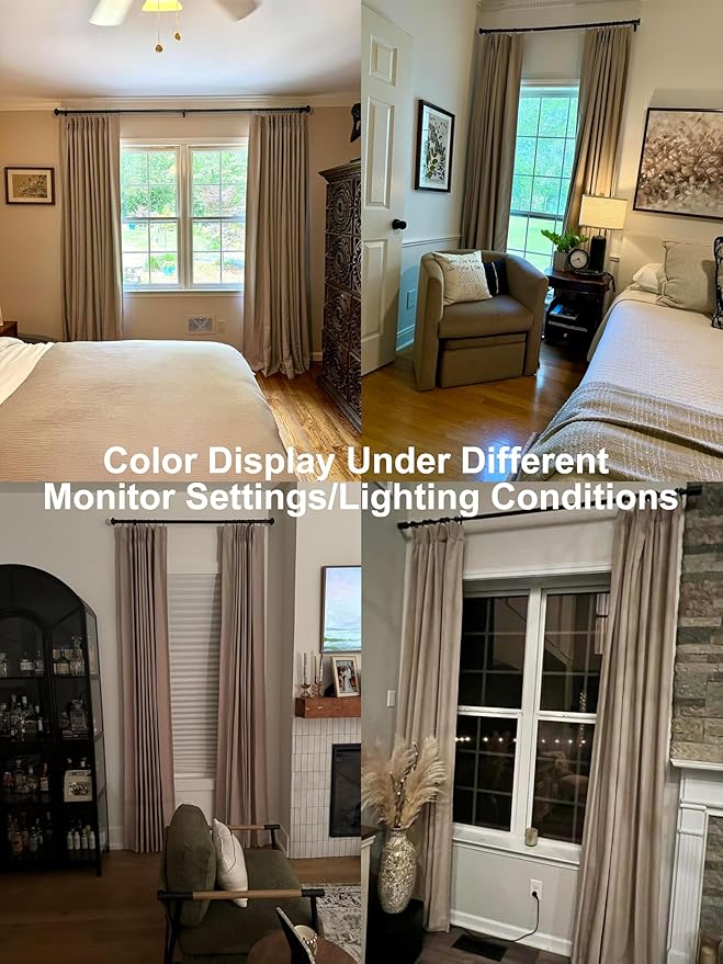 Vision Home Sand Pinch Pleated Full Blackout Curtains Linen Blended Room - Image 8