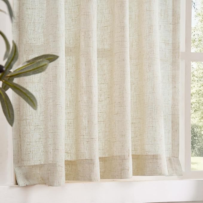 jinchan Pinch Pleated Linen Blend Curtains 45 Inch 2 Panels Light Filtering - Image 9