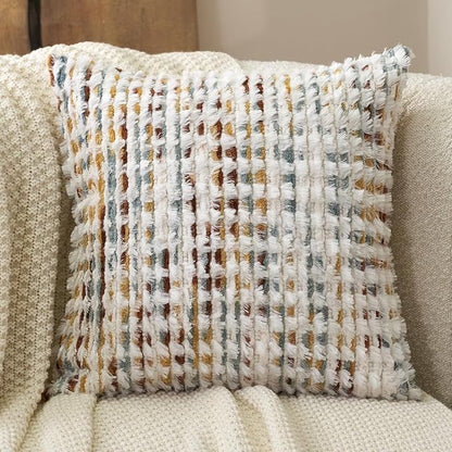 Aeckself Boho Chenille Tufted Pillow Cover 18 x 18 Inch, Decorative Square - Image 2