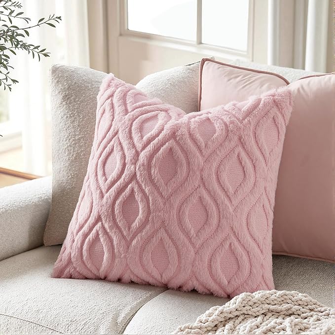 MIULEE Light Pink Valentines Throw Pillow Covers 24x24 Inch, Soft Spring Plush - Image 2