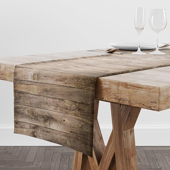 Rustic Wooden Table Runner Brown Barn Door Wood Board Western Vintage Farmhouse - Image 2