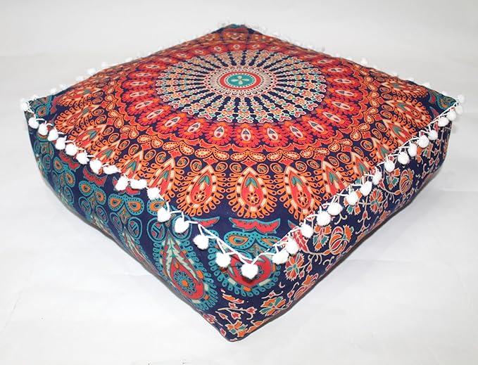 CRAFT KALA Large Hippie Mandala Meditation Floor Ottoman Pillow Cushion Pouf - Image 9