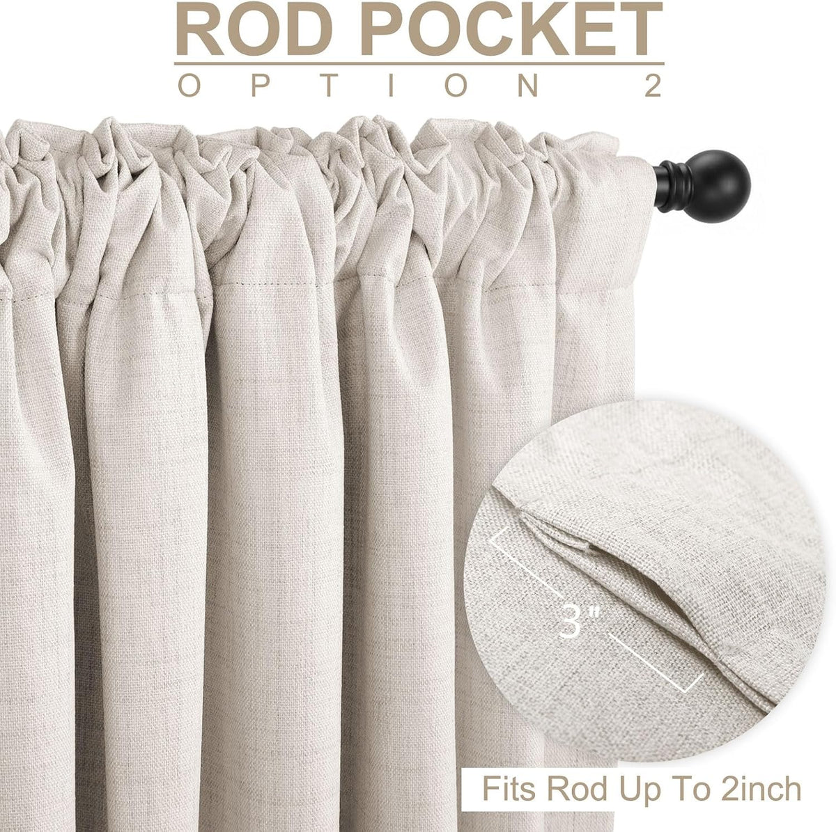 linen textured total blackout curtains for bedroom 63, side view